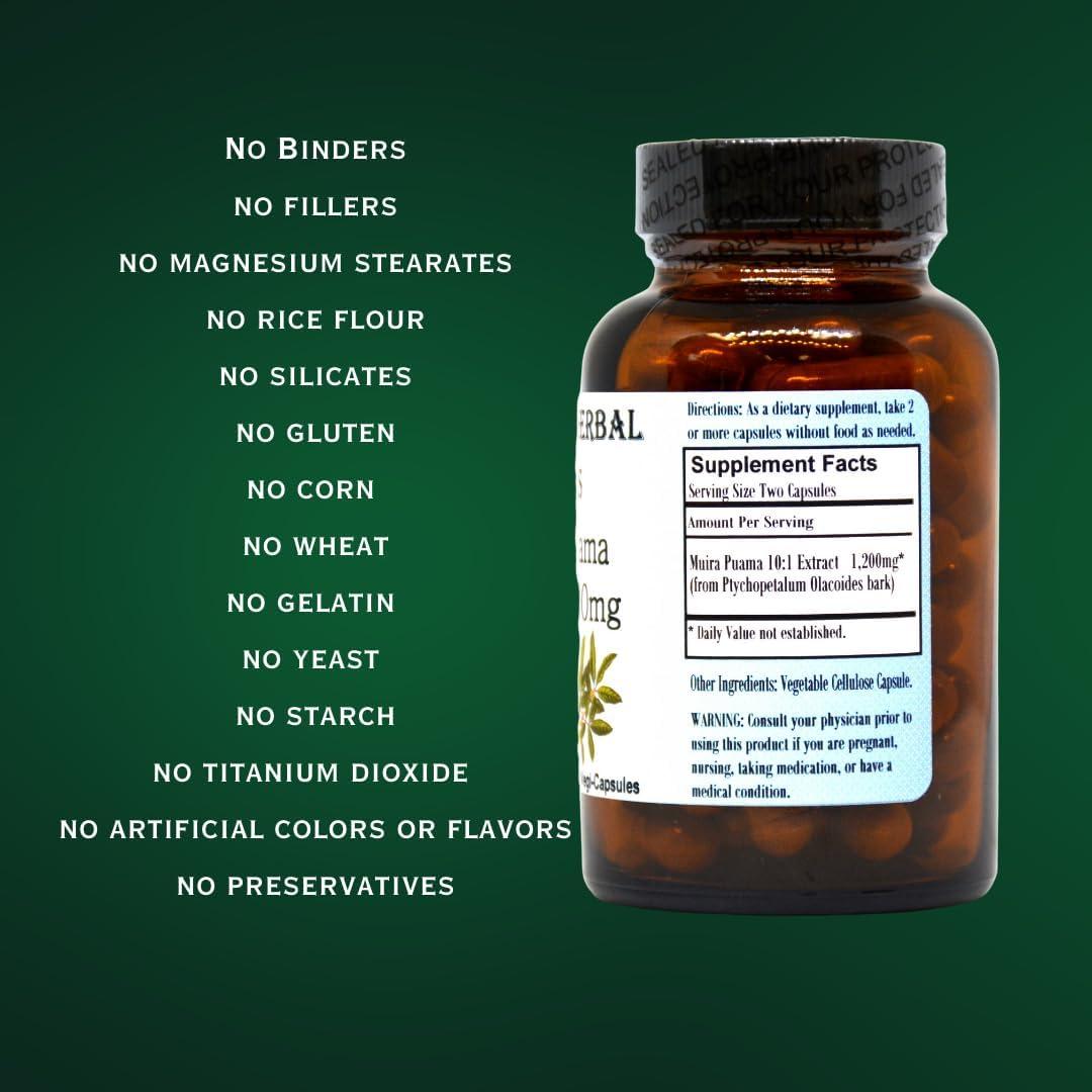 Extracto de Muira Puama 10:1 Barlowe's Herbal Elixirs 600mg 60cápsulas