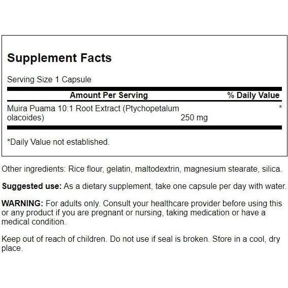 Cápsulas de Muira Puama Swanson 250 mg 60 Unidades
