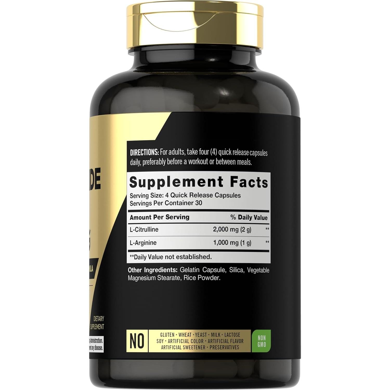 Suplemento Óxido Nítrico Carlyle 3000mg 120 Cápsulas L-Arginina L-Citrulina