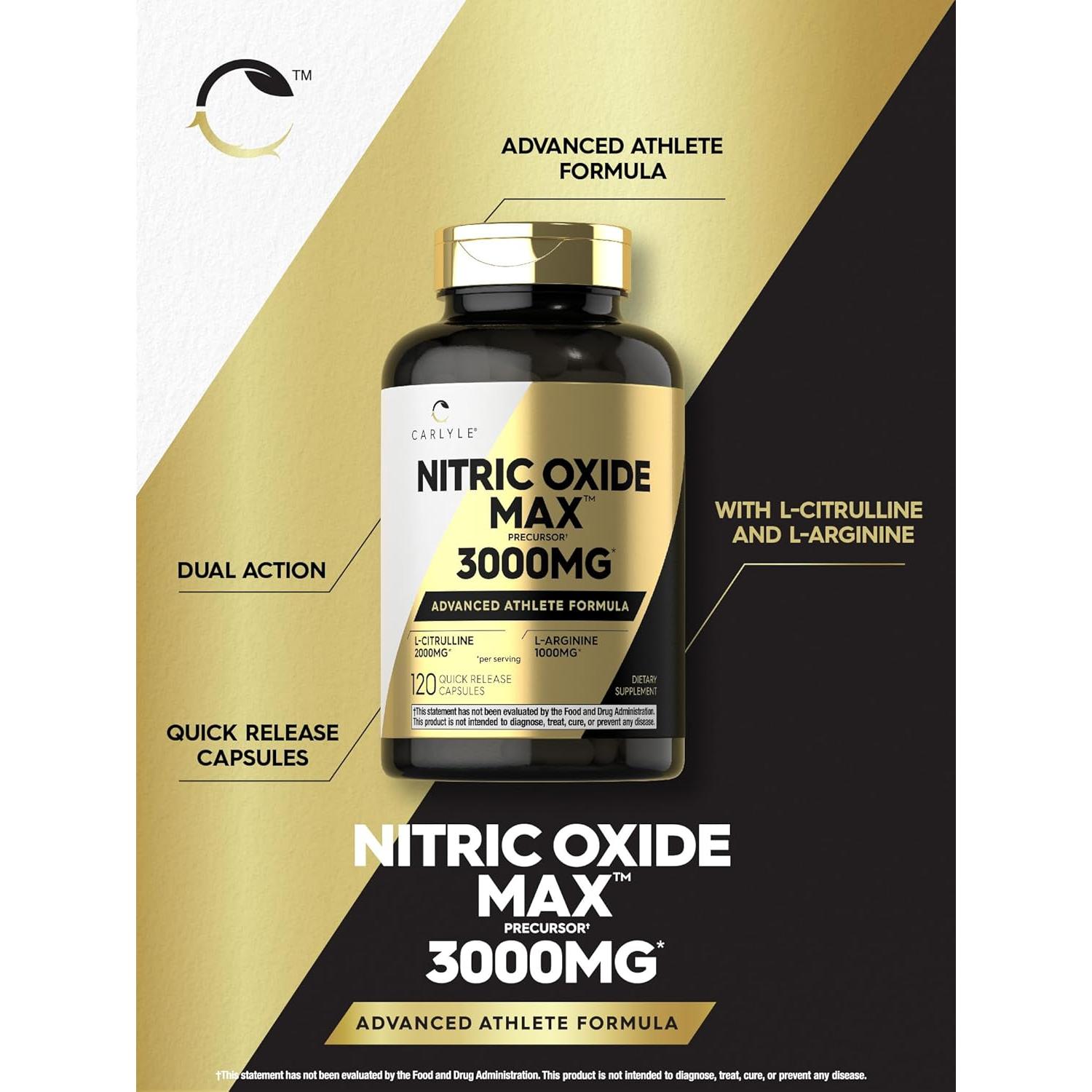 Suplemento Óxido Nítrico Carlyle 3000mg 120 Cápsulas L-Arginina L-Citrulina