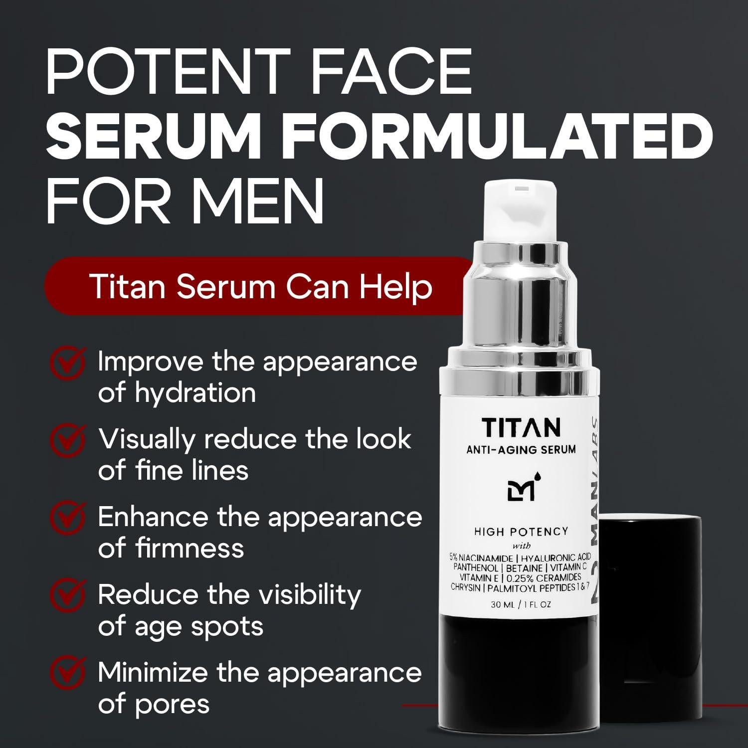 Sérum Facial Antienvejecimiento Titan Man Labs - 5% Niacinamida