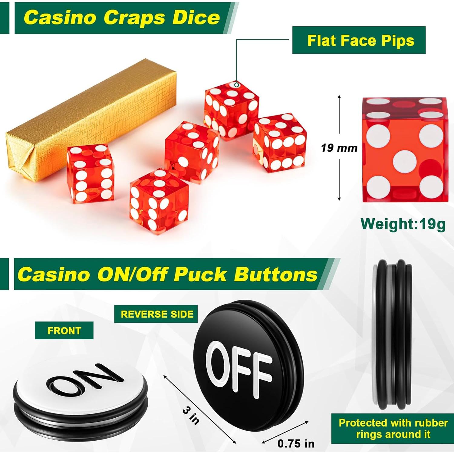Juego de Mesa Craps Leyndo con Dados y Palo de Ratan