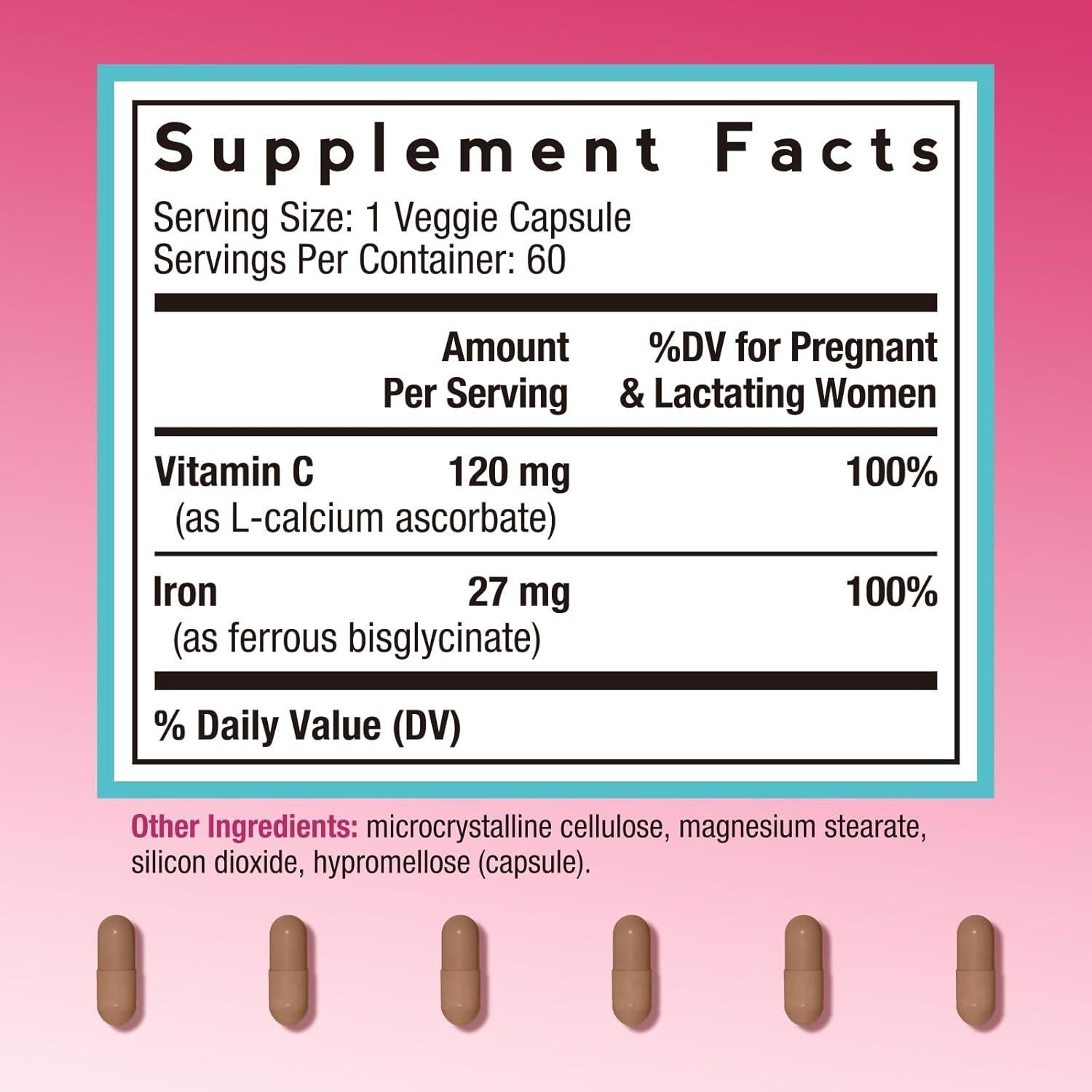 Suplemento de Hierro Recetas del Doctor 27 mg + Vitamina C 60 Cápsulas Veganas