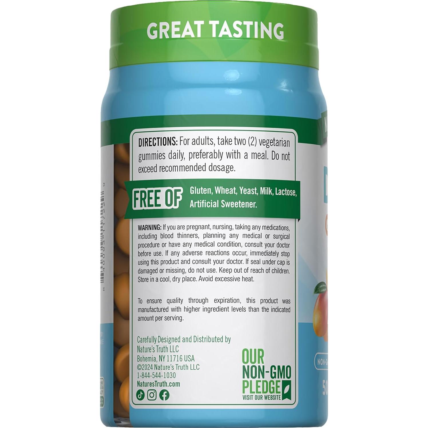 Gomitas de Vitamina D3 + K2 Nature's Truth 50 Unidades Sabor Durazno Mango