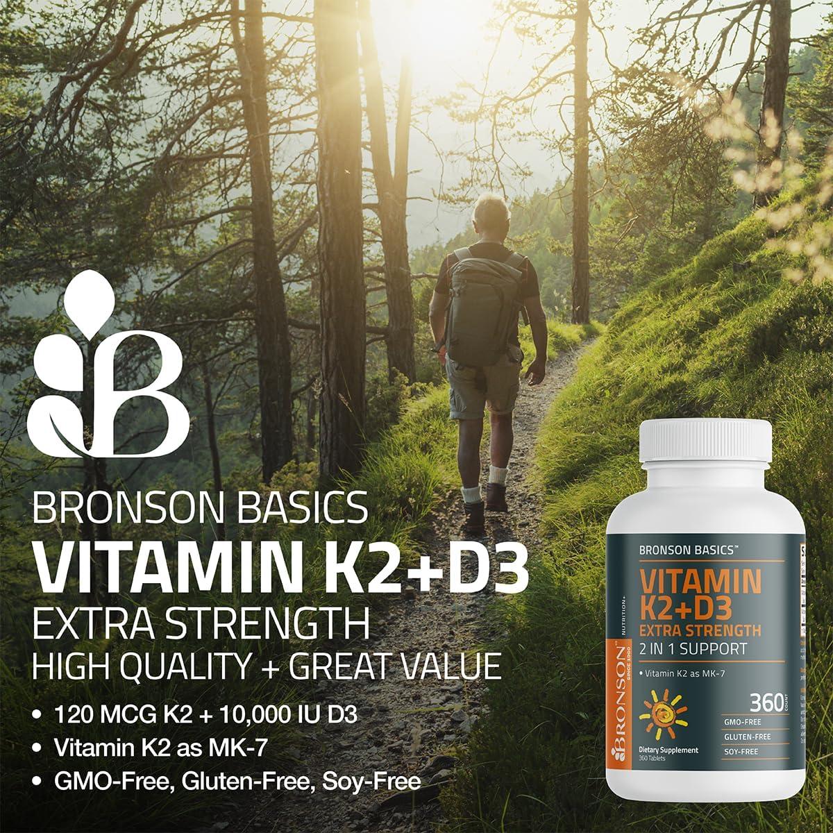 Suplemento Vitamina K2 MK7 y D3 Bronson 120 Tabletas 10,000 UI