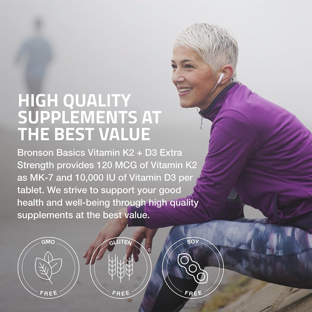 Suplemento Vitamina K2 MK7 y D3 Bronson 120 Tabletas 10,000 UI