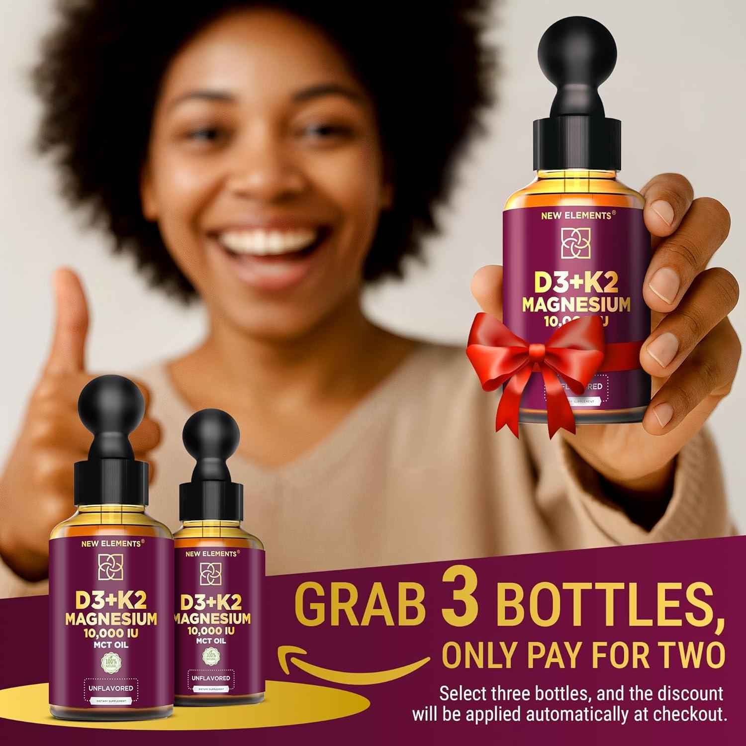 Vitamina D3 Líquida 10.000 UI con K2 y Magnesio 200 mcg