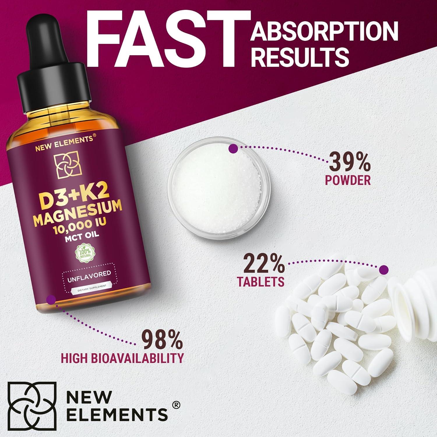 Vitamina D3 Líquida 10.000 UI con K2 y Magnesio 200 mcg