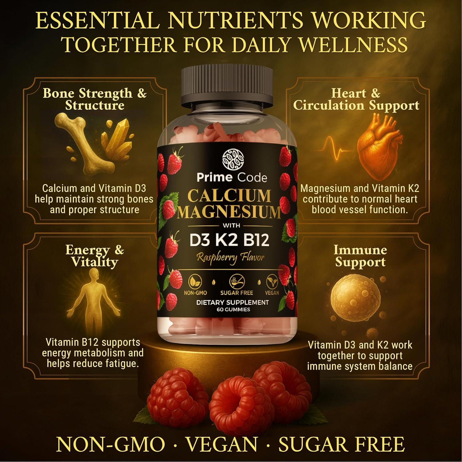 Gomas de Calcio Veganas Prime Code Labs 100mg con Magnesio