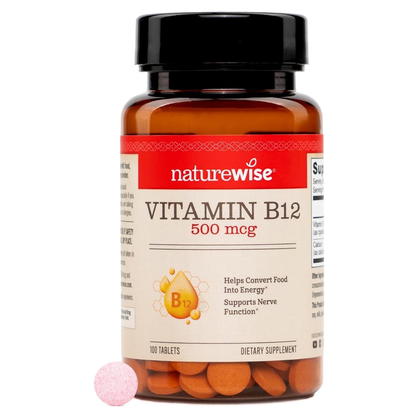 NatureWise Vitamina B12 500 mcg - Suplemento Vegano Energía