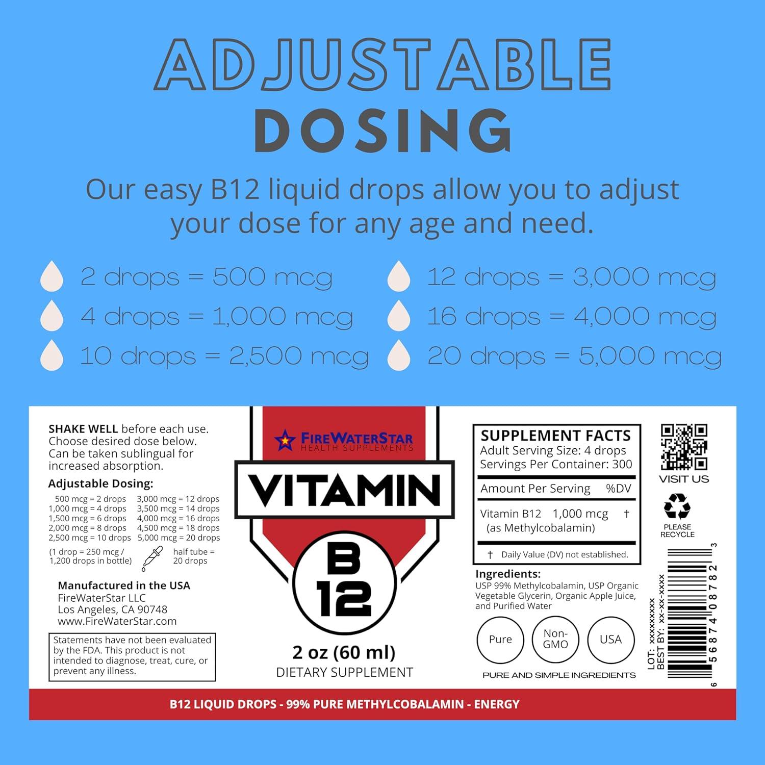 Gotas Líquidas de B12 FWS 5000 mcg Metilcobalamina Vegano