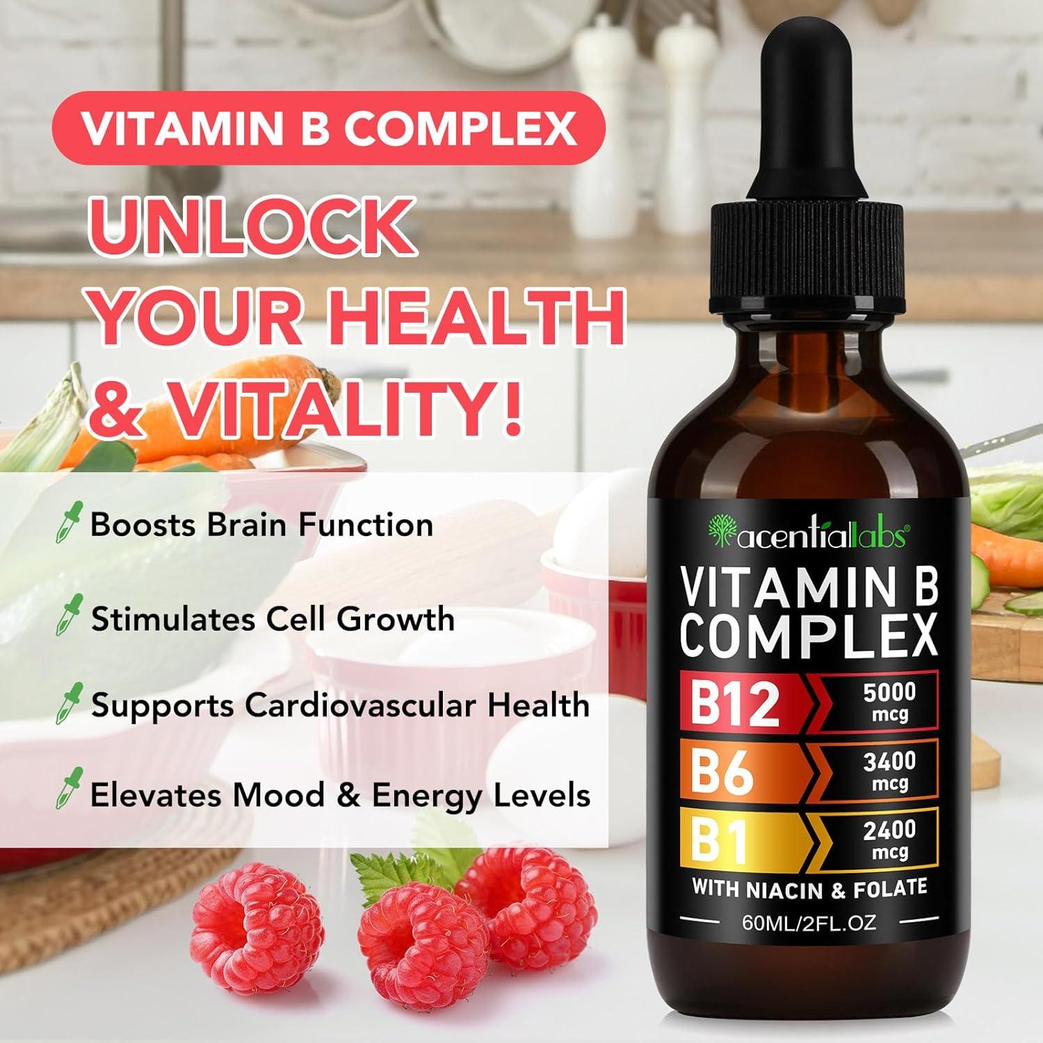 Complejo de Vitamina B Líquido Orgánico 30ml - Vegano, Sin Gluten