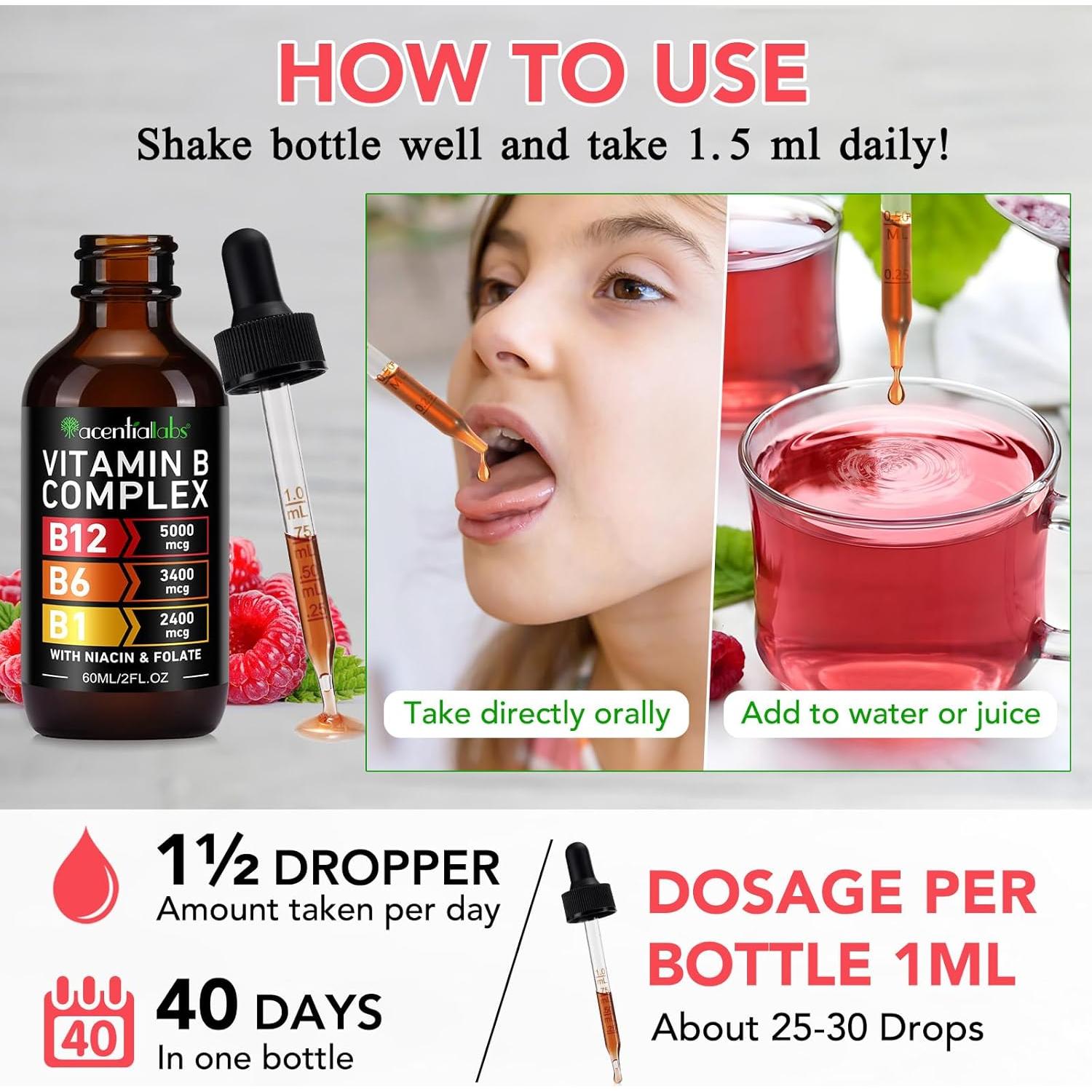 Complejo de Vitamina B Líquido Orgánico 30ml - Vegano, Sin Gluten