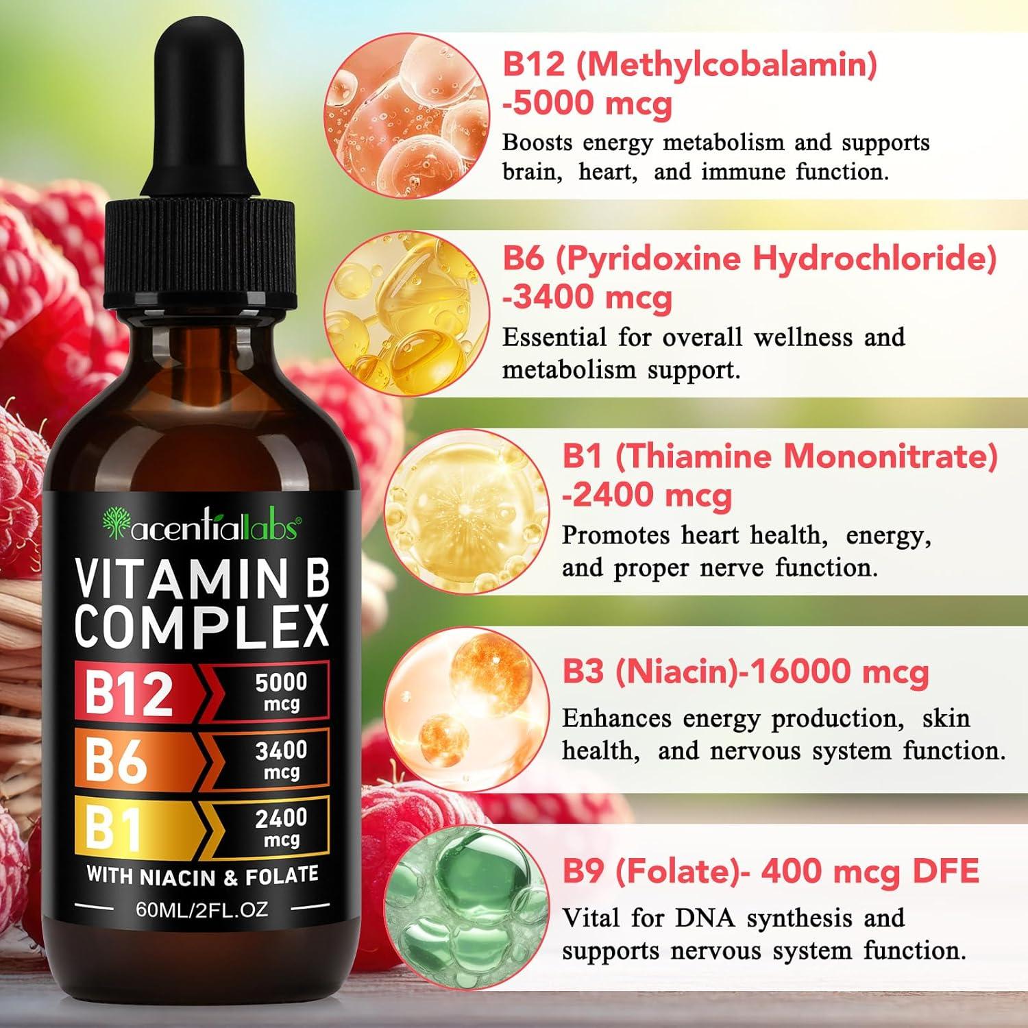 Complejo de Vitamina B Líquido Orgánico 30ml - Vegano, Sin Gluten