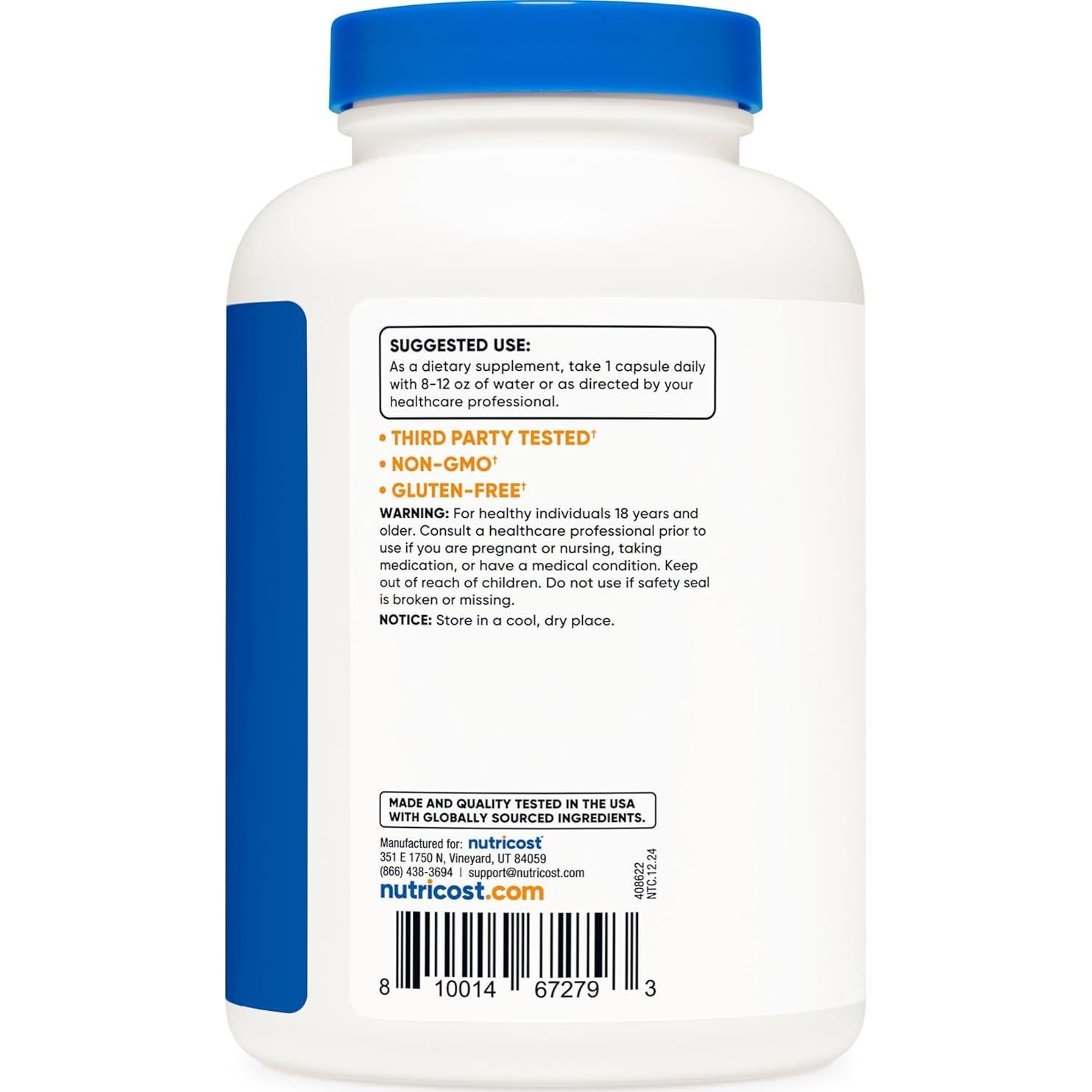 Nutricost GABA 500mg + Vitamina B6 2mg, 240 Cápsulas Veggie