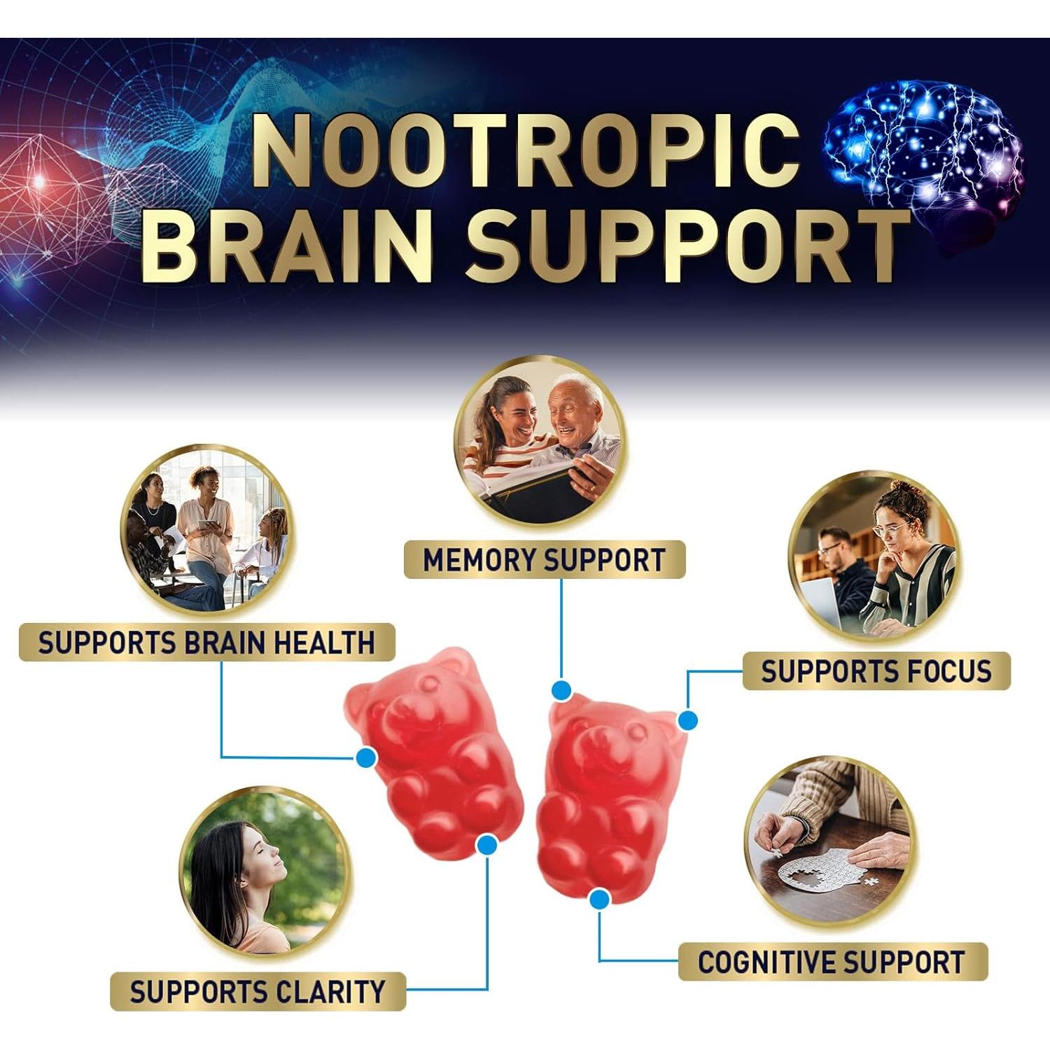 Gomitas Nootrópicas Nature's Nutrition para Memoria y Concentración - 60 Unidades