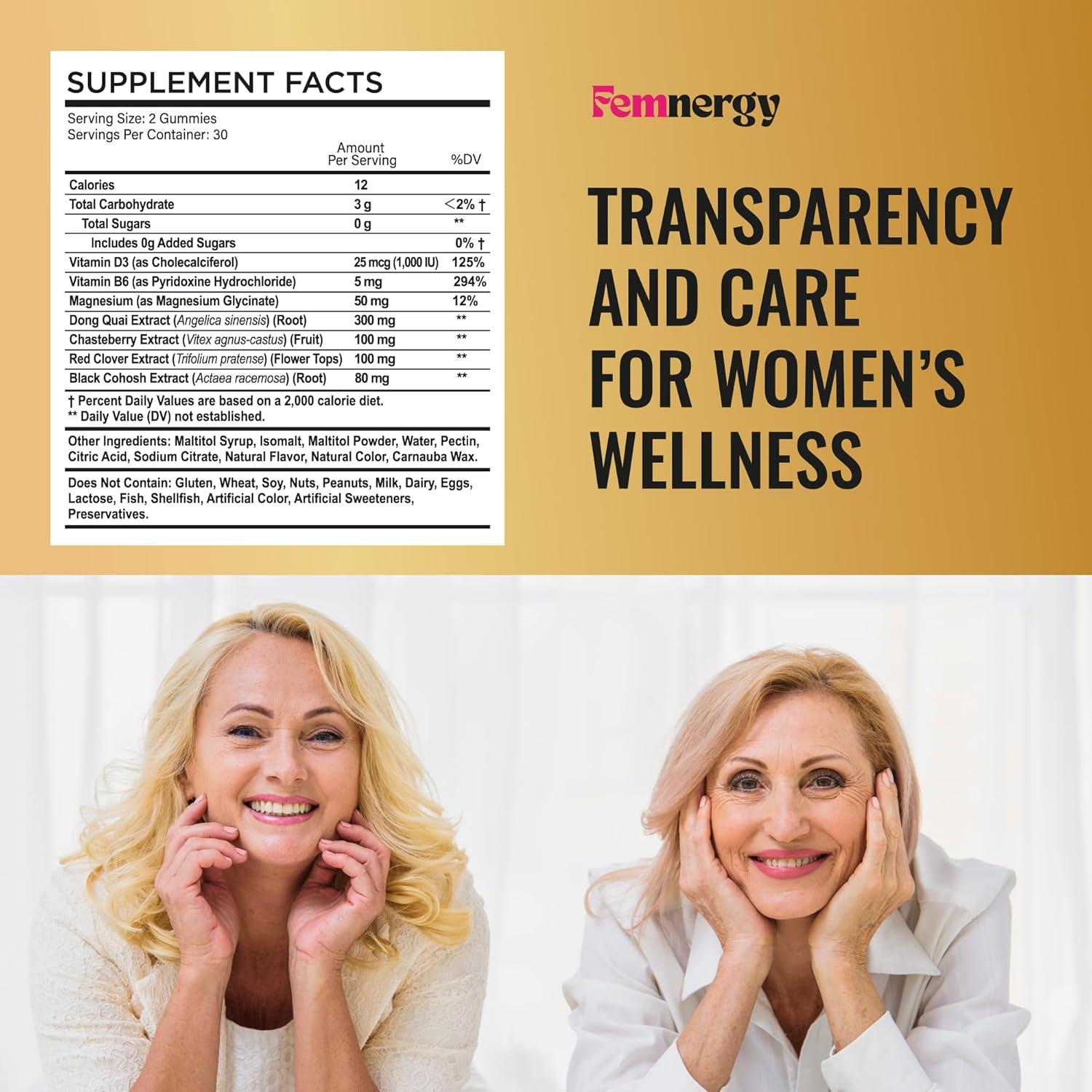 Gomitas Femnergy para Perimenopausia - 60 Unidades, Sabor Piña