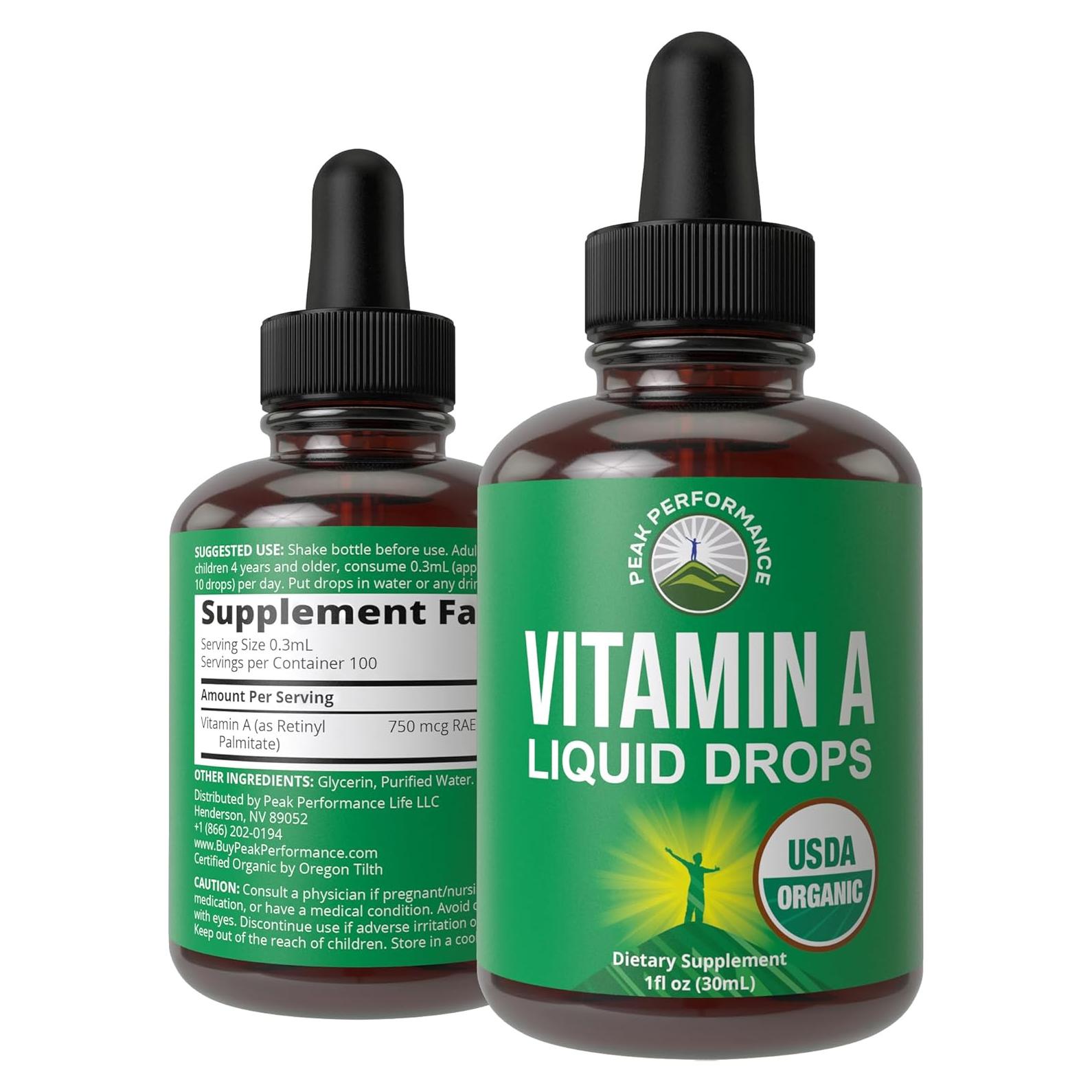 Gotas Líquidas de Vitamina A Orgánica Peak Performance 81.65g