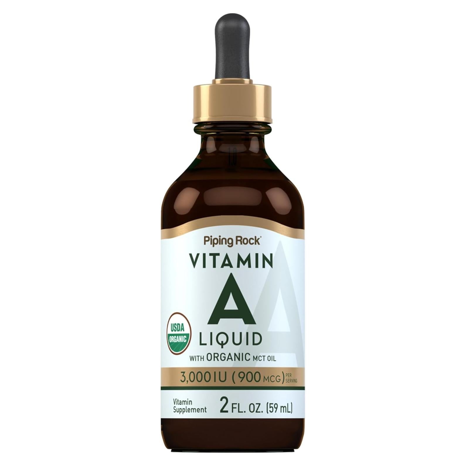 Gotas Líquidas de Vitamina A Piping Rock 60 ml con Aceite MCT