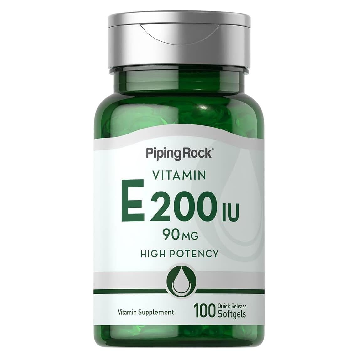 Vitamina E 200 UI Piping Rock 90mg 100 Cápsulas Blandas