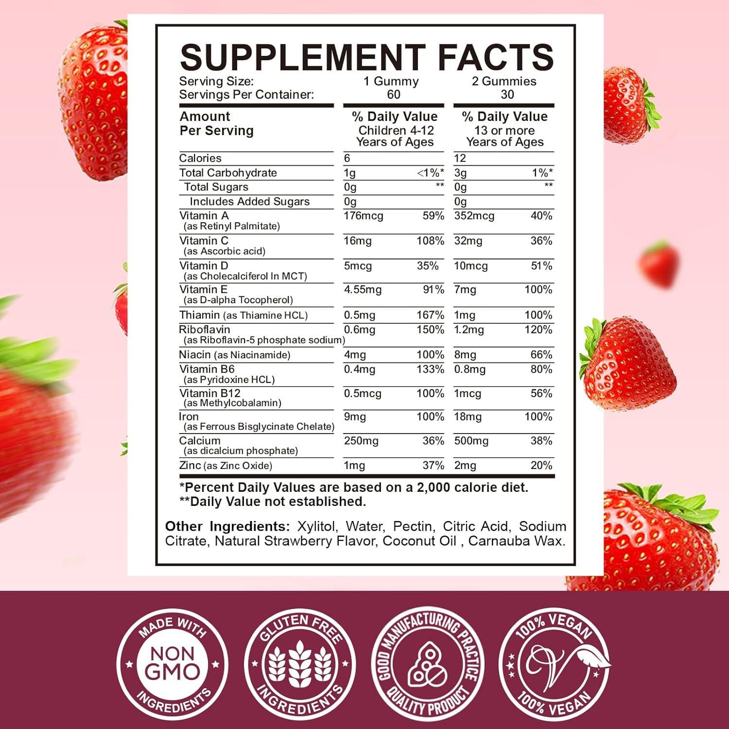 Gomitas de Hierro para Niños ReviNutra - 60 Conteo Fresa