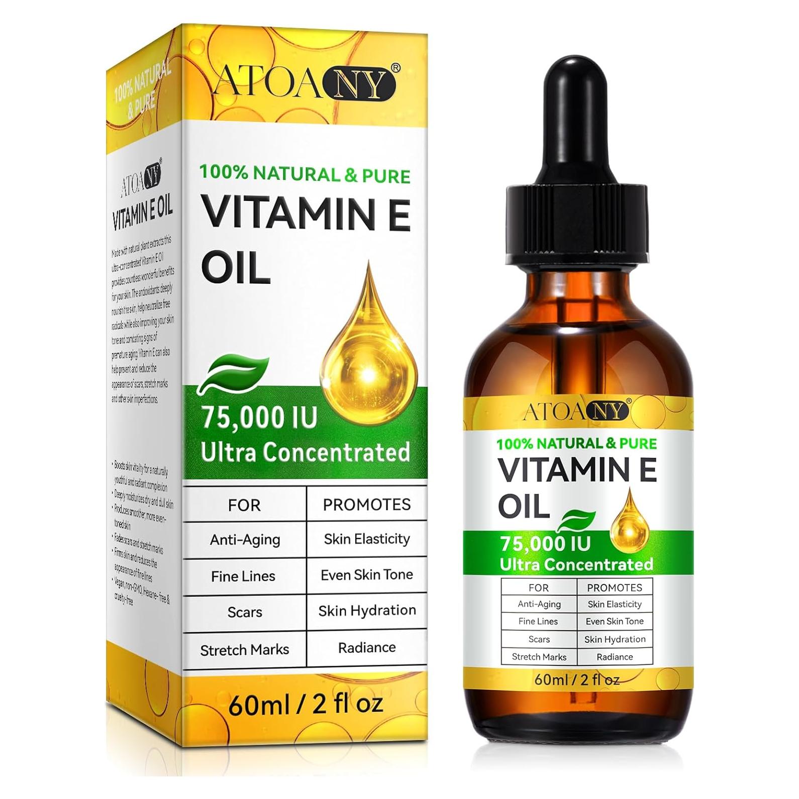 Aceite de Vitamina E 75,000 UI ATOANY 60 ml Hidratante Piel