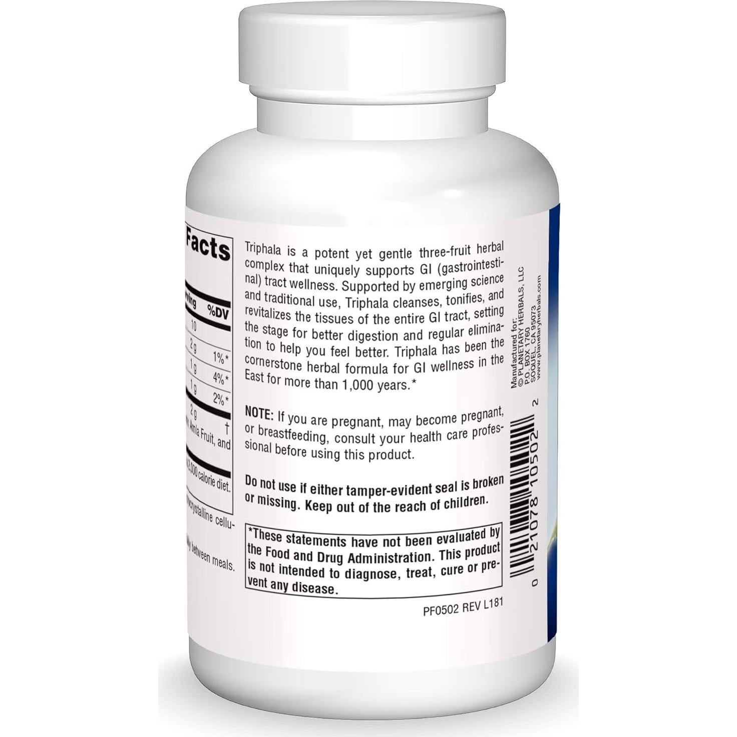 Triphala 500 mg Planetary Herbals - Suplemento Digestivo