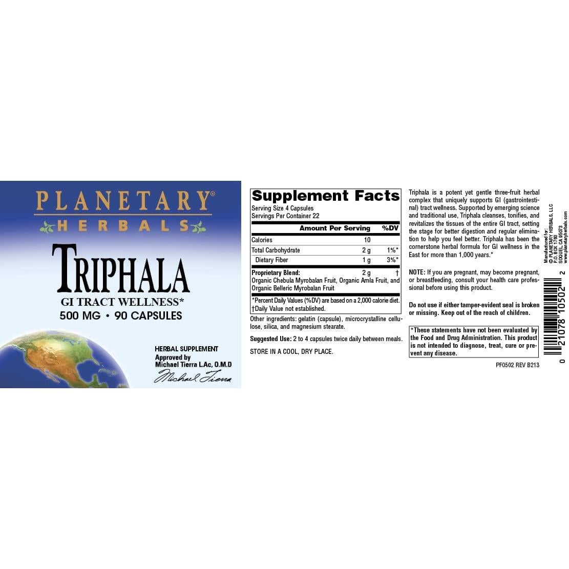 Triphala 500 mg Planetary Herbals - Suplemento Digestivo