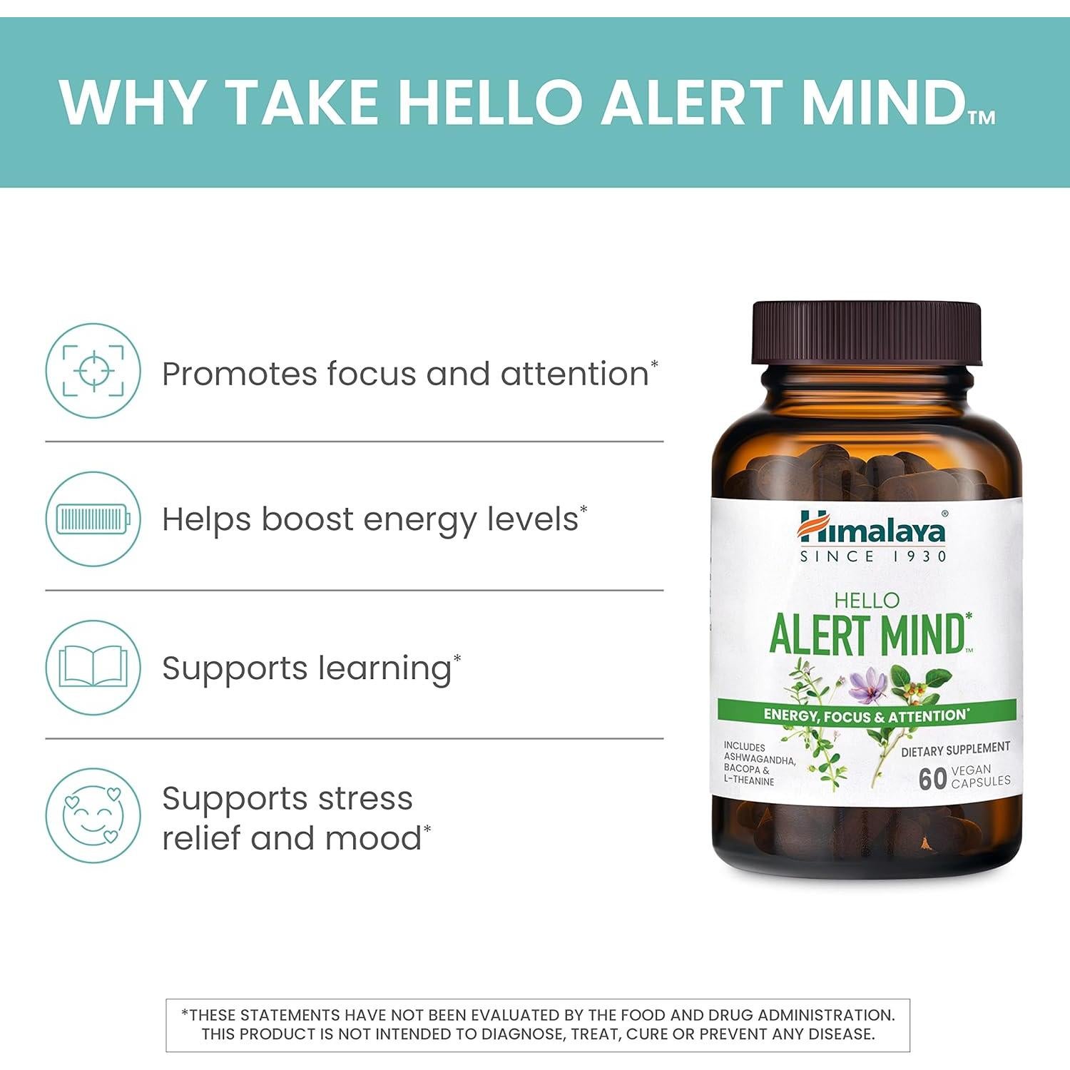 Suplemento Cerebral Himalaya Hola Alerta Mente 60 Cápsulas