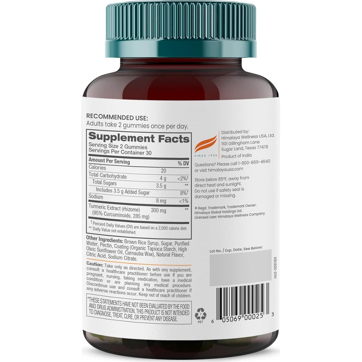 Gomitas de Cúrcuma Himalaya 285 mg Sabor Mango Veganas 60 Unidades