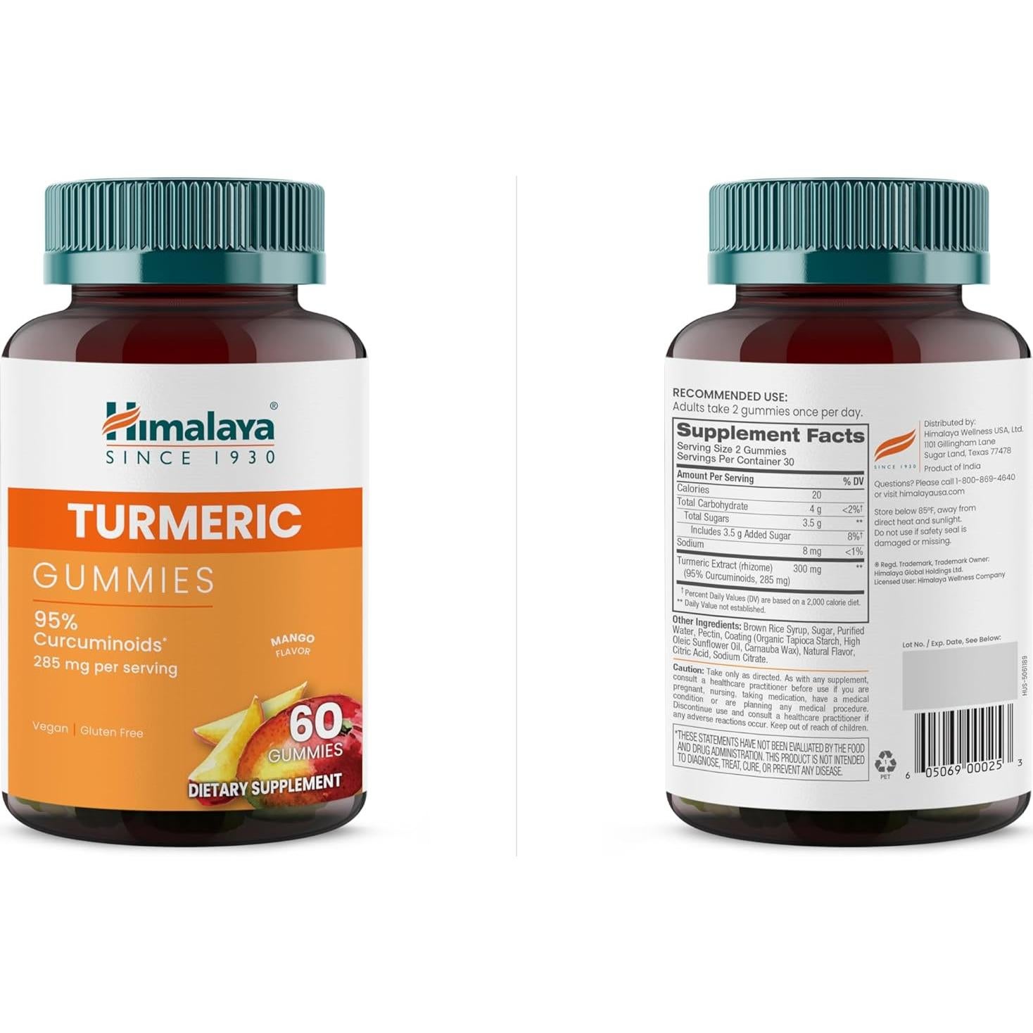 Gomitas de Cúrcuma Himalaya 285 mg Sabor Mango Veganas 60 Unidades