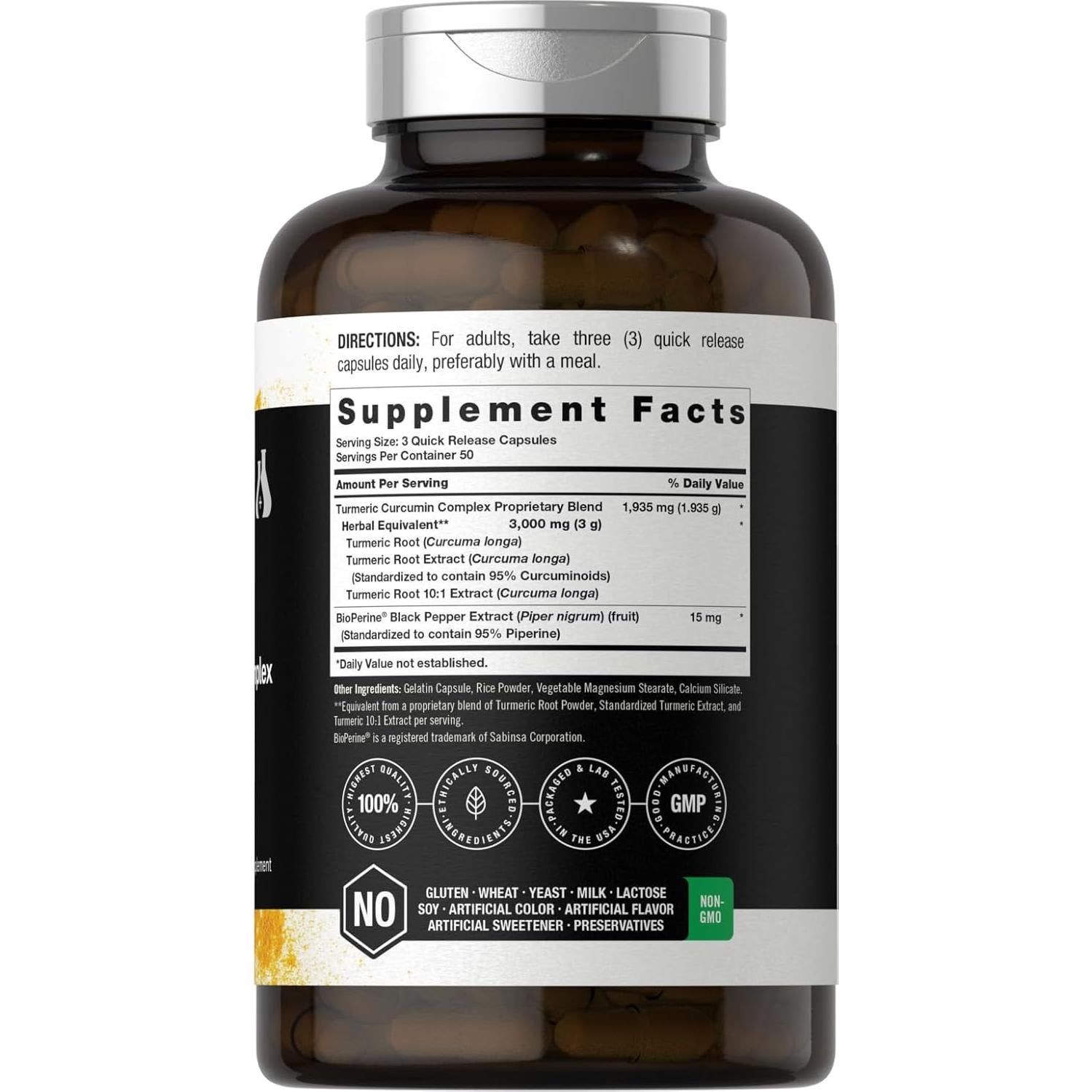 Cápsulas de Cúrcuma Curcumina 3000mg Horbaach | 150 Unidades