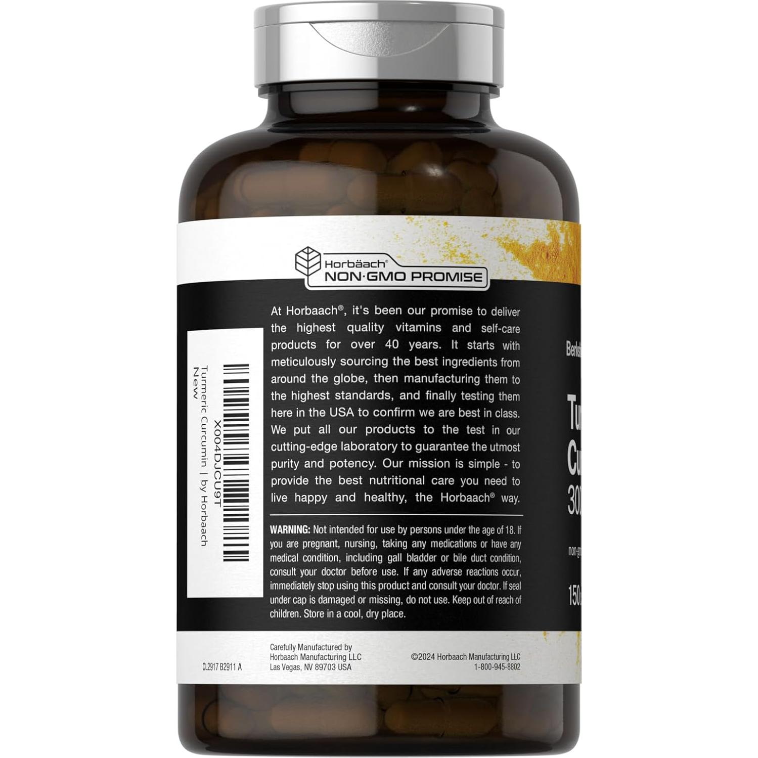 Cápsulas de Cúrcuma Curcumina 3000mg Horbaach | 150 Unidades