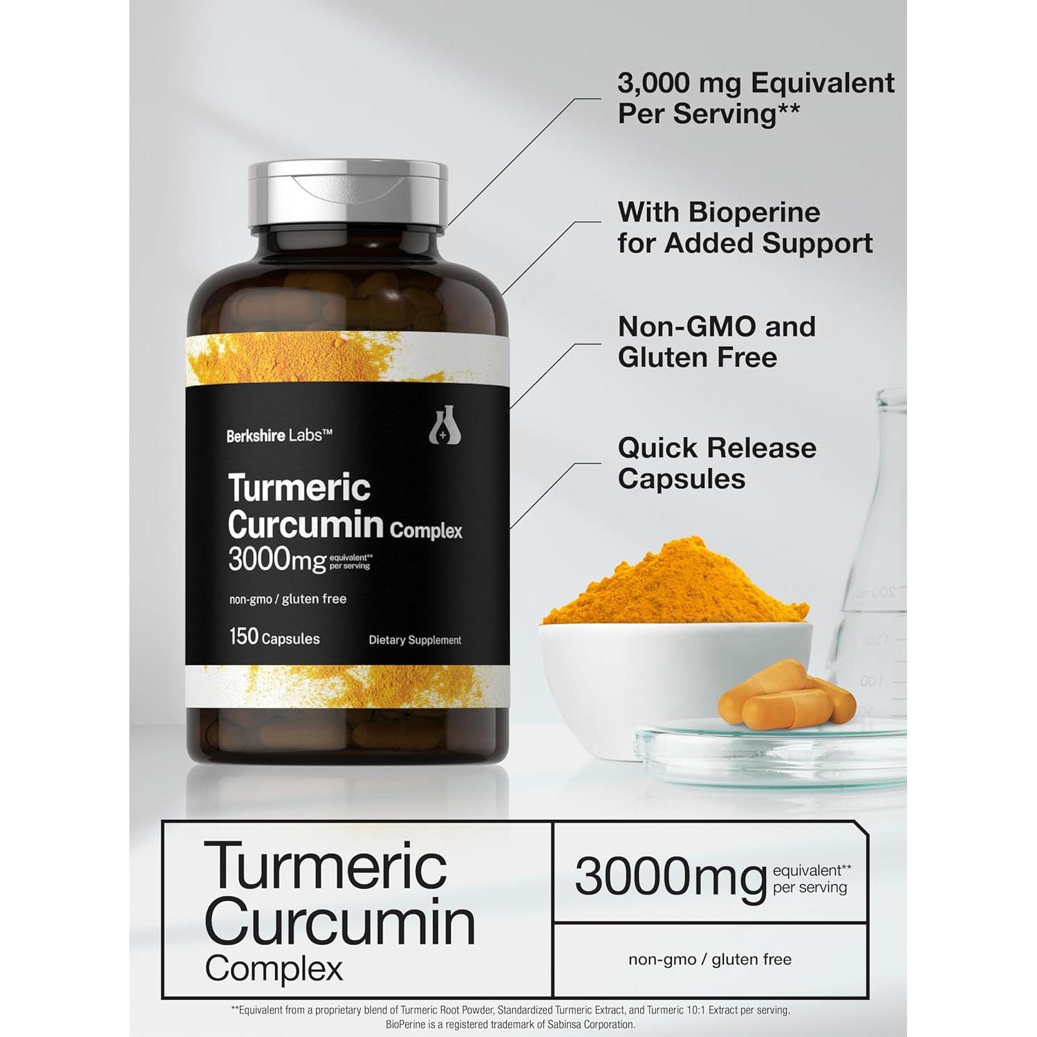 Cápsulas de Cúrcuma Curcumina 3000mg Horbaach | 150 Unidades