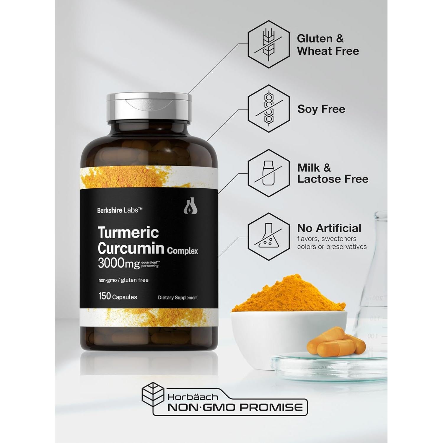 Cápsulas de Cúrcuma Curcumina 3000mg Horbaach | 150 Unidades