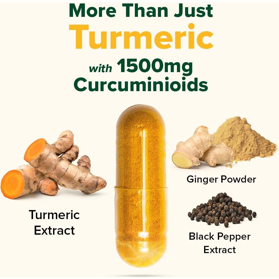 Cápsulas de Cúrcuma Jengibre VAHDAM 1500mg - 90 Unidades