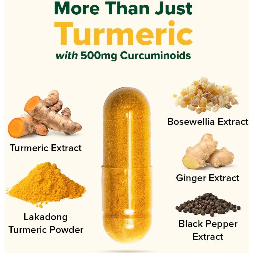 Suplemento de Cúrcuma VAHDAM 2000mg con Boswellia y Piperina - 90 Cápsulas