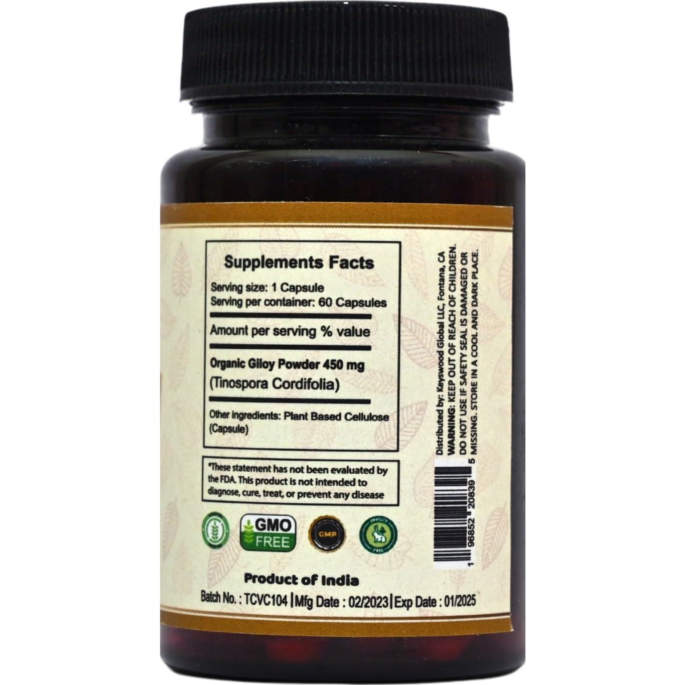 Suplemento Dietético Giloy VedaSecrets - 60 Cápsulas Vegetarianas