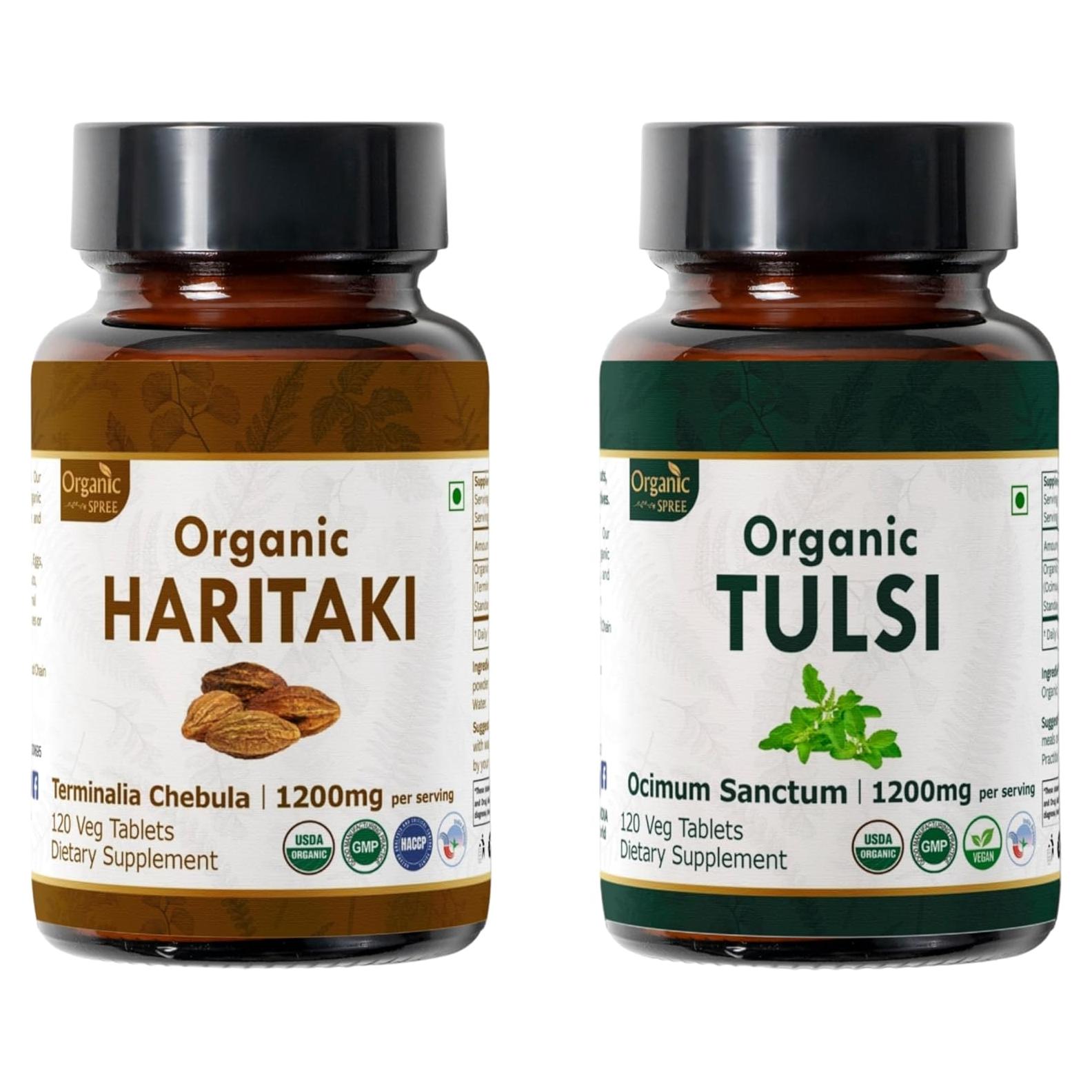 Suplemento Orgánico de Haritaki y Tulsi - 120 Tabletas