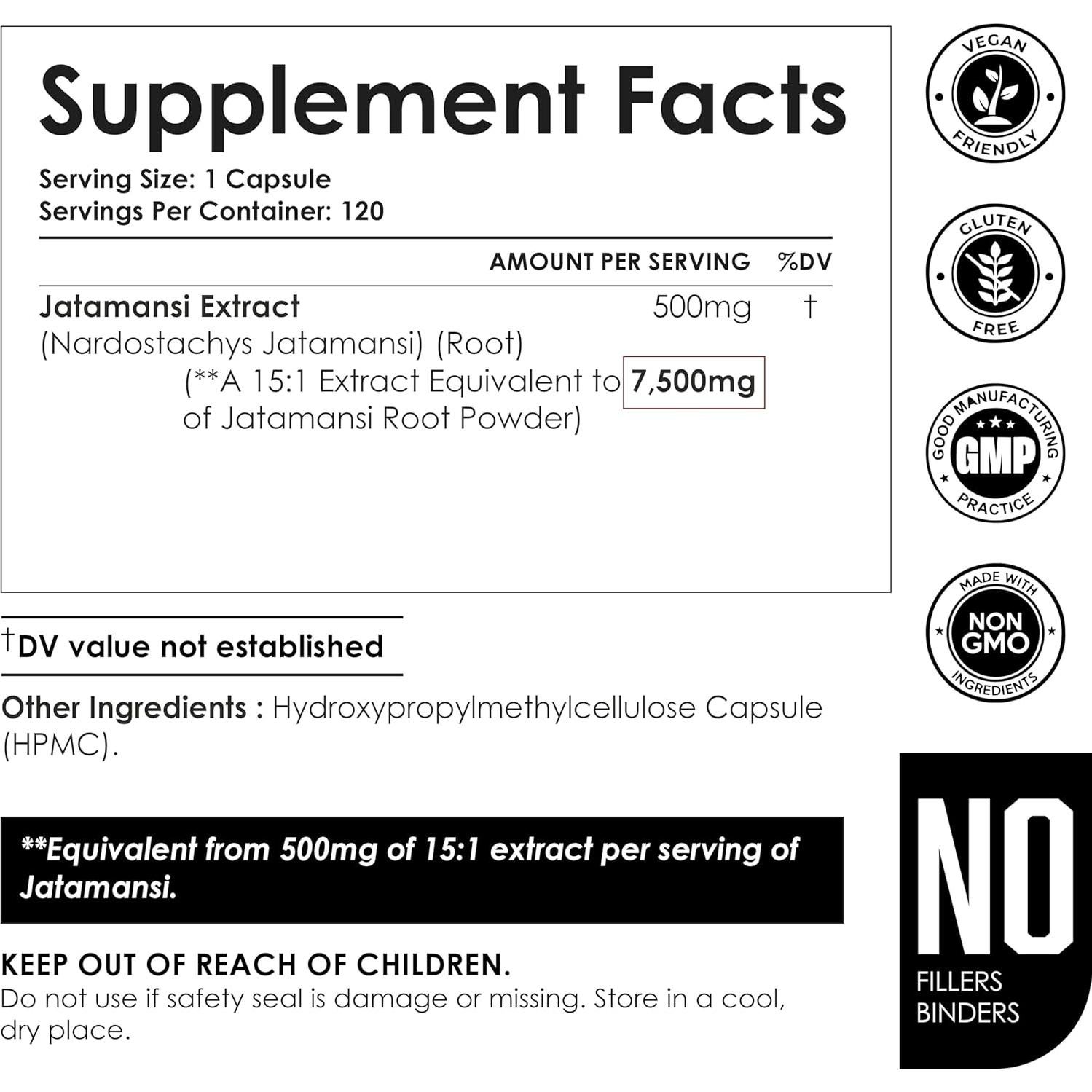 Cápsulas Veganas de Jatamansi Amalth - 120 Unidades - Extracto Natural