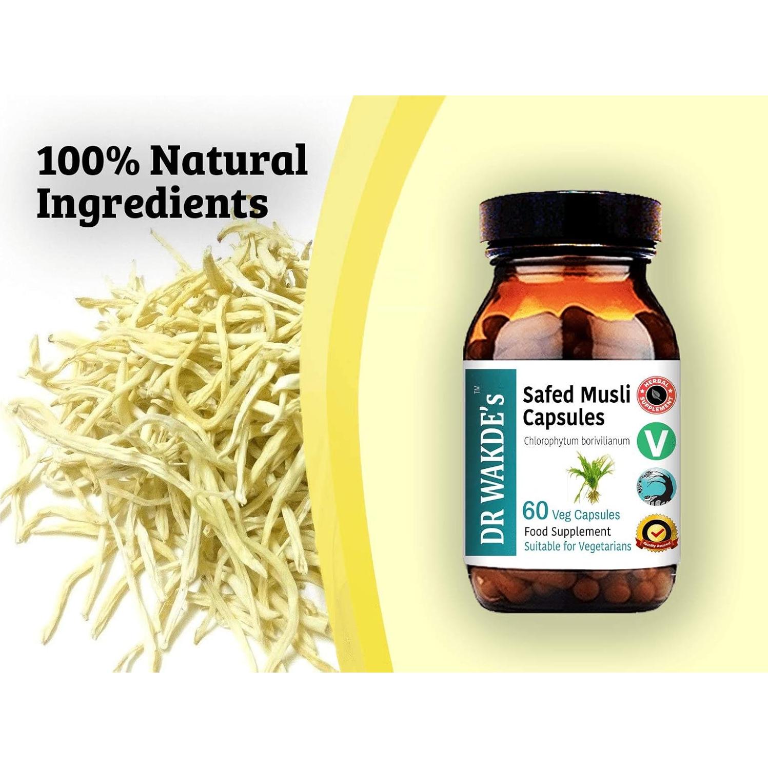 Cápsulas de Safed Musli DR WAKDE 60 Veganas 500 mg