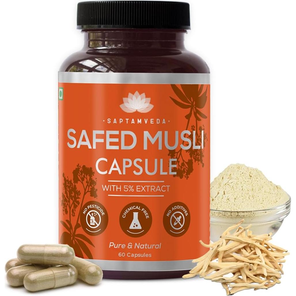 Cápsulas Veganas de Musli Blanco Saptamveda 500mg - 60 Unidades