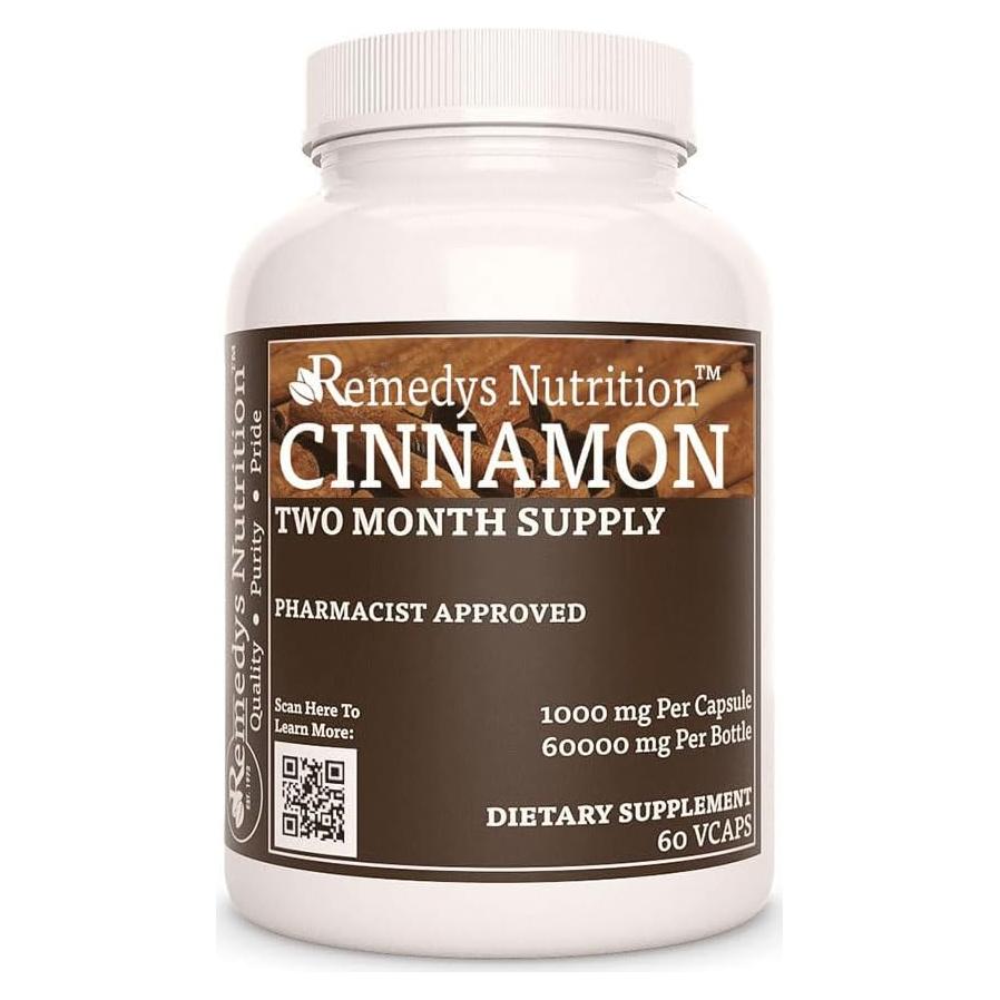 Suplemento de Canela Ceylon Remedy's Nutrition 1000 mg 60 Cápsulas Veganas