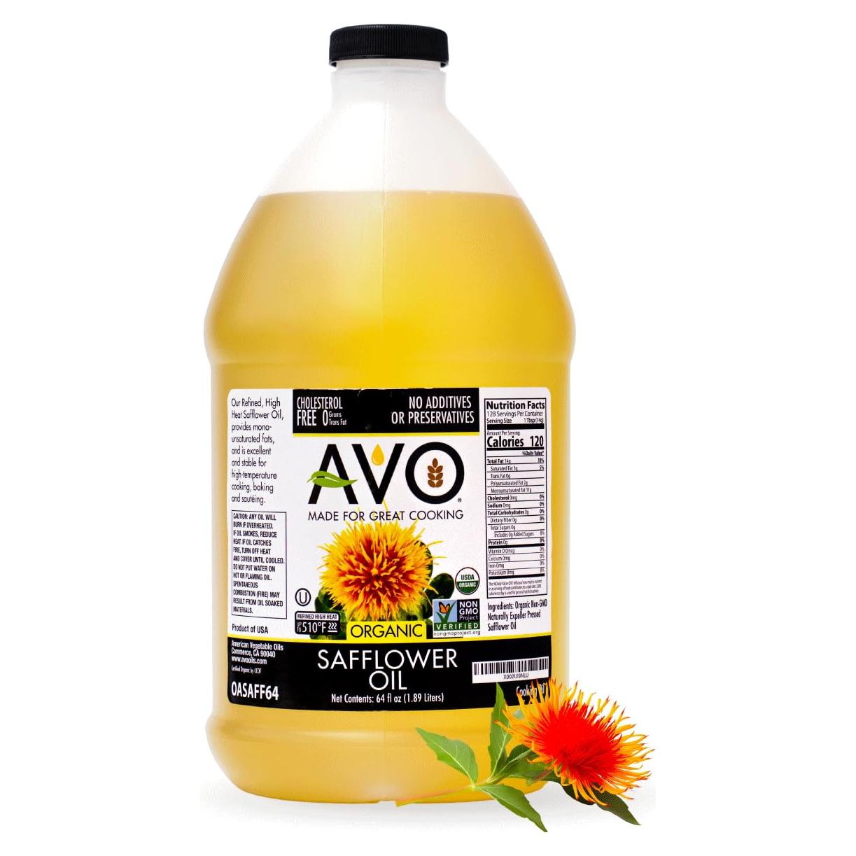Aceite de Cártamo Orgánico AVO 1.89L - Saludable y Versátil