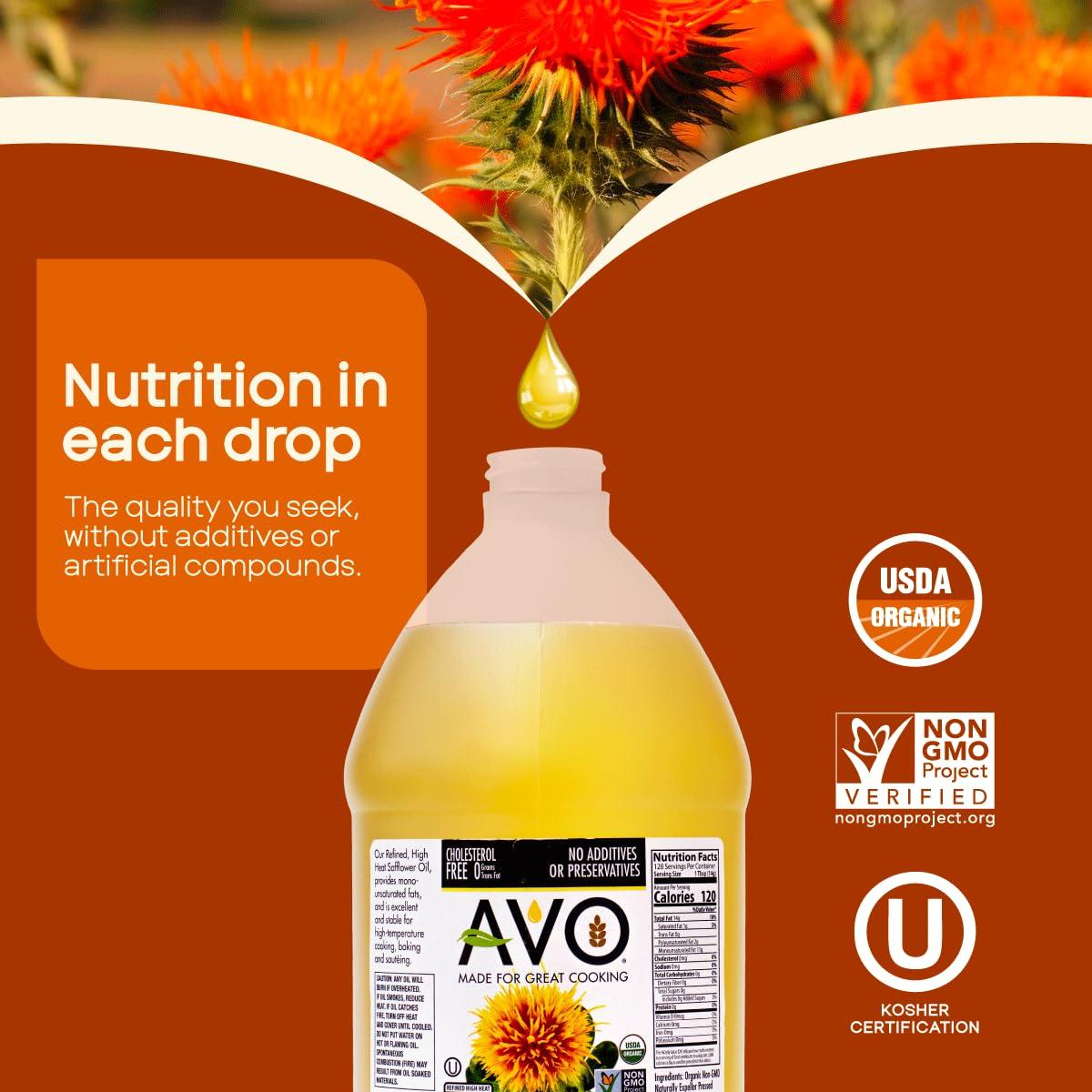 Aceite de Cártamo Orgánico AVO 1.89L - Saludable y Versátil