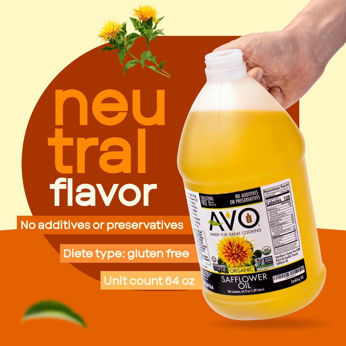 Aceite de Cártamo Orgánico AVO 1.89L - Saludable y Versátil