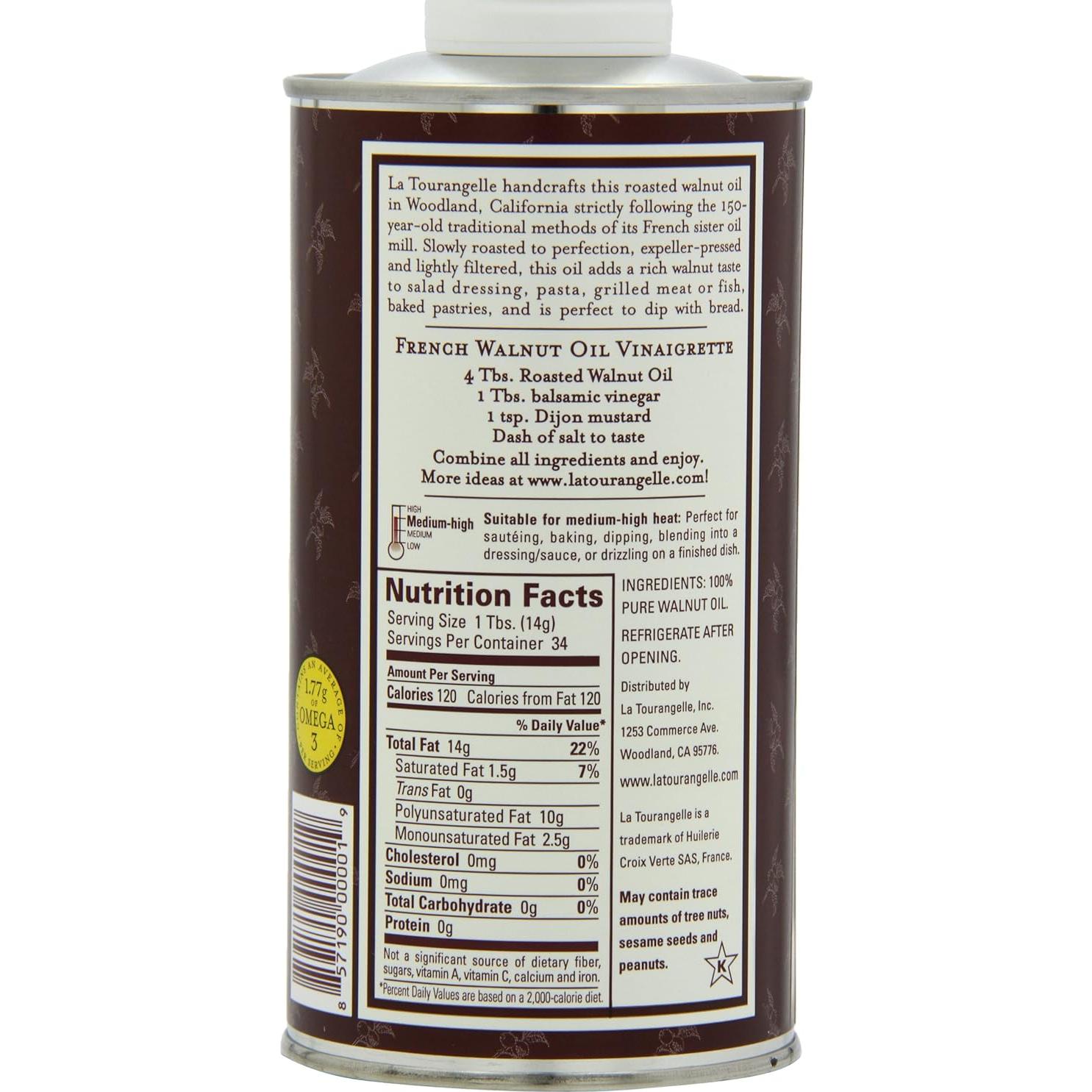 Aceite de Nuez Tostada La Tourangelle 3 Latas 500ml