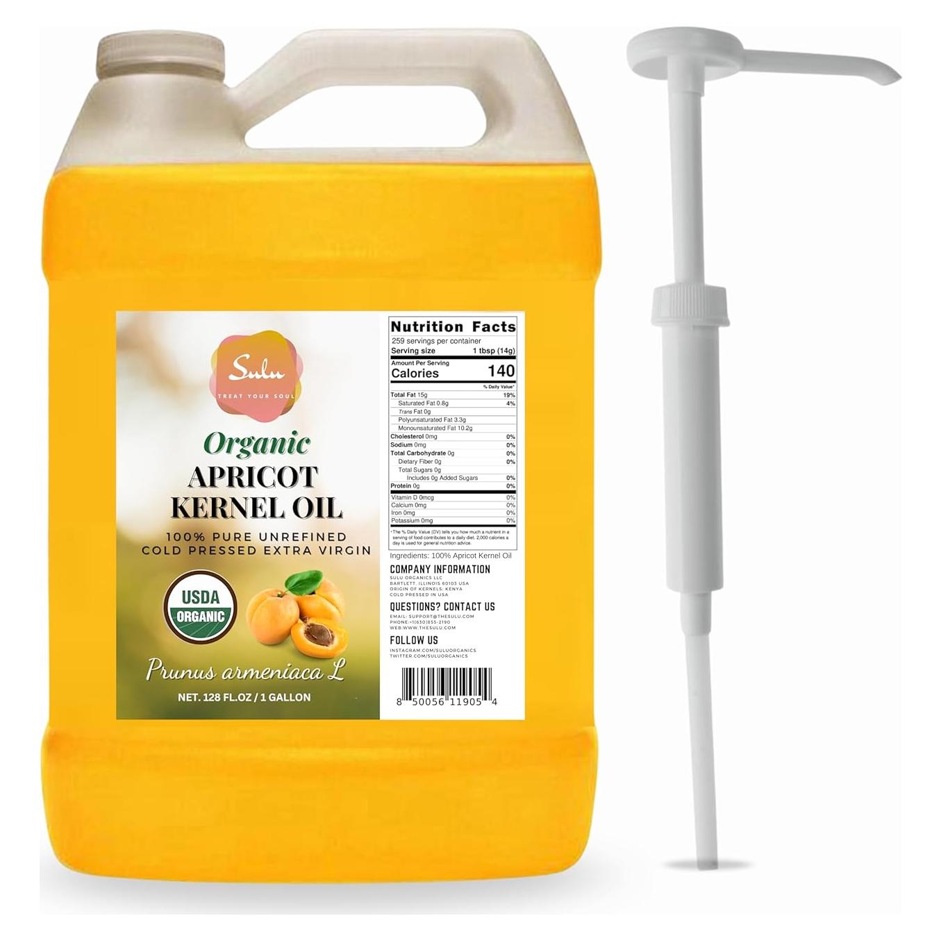 Aceite de Hueso de Albaricoque Orgánico SULU 3.785L Prensado en Frío