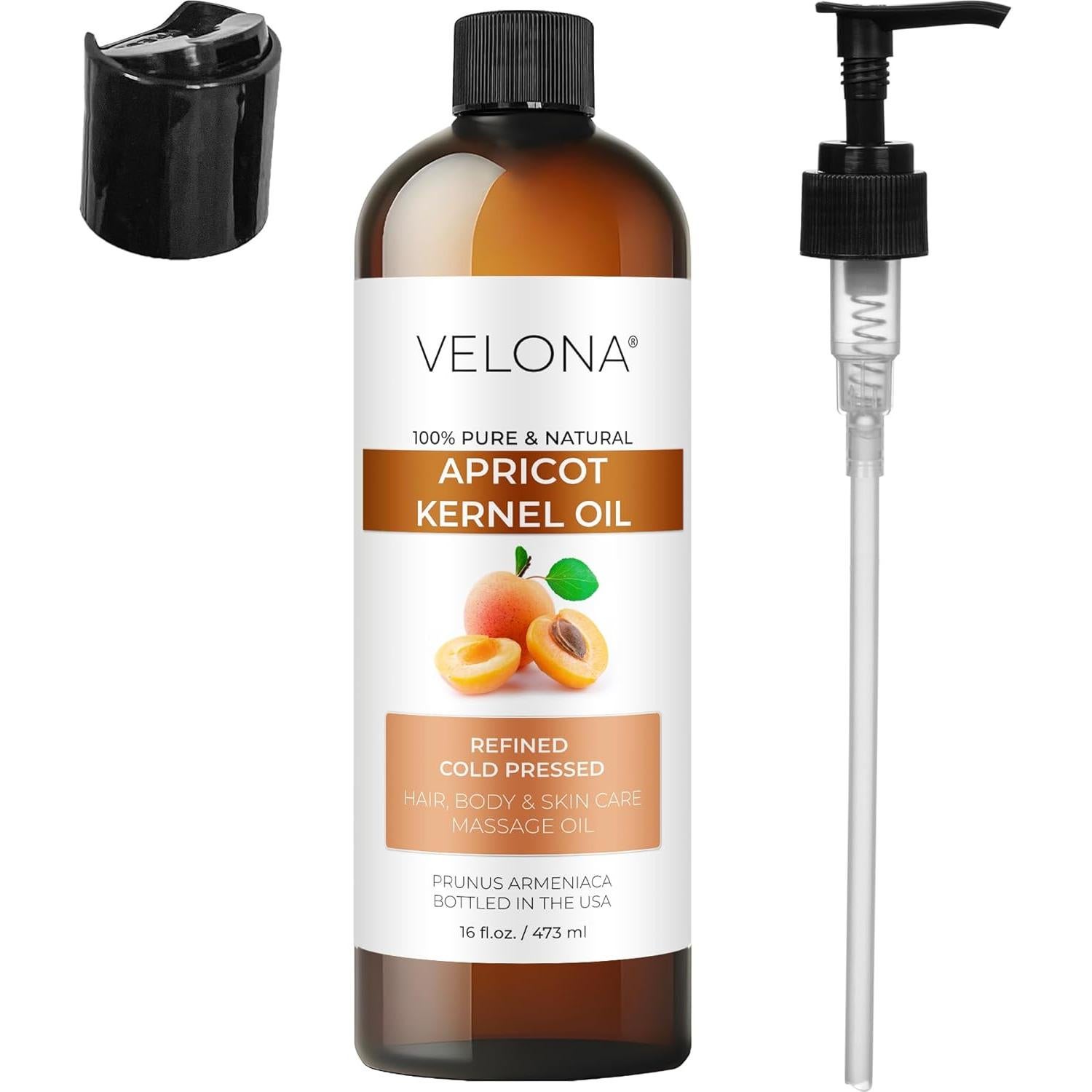 Aceite de Hueso de Albaricoque Velona 473 ml - 100% Puro y Natural