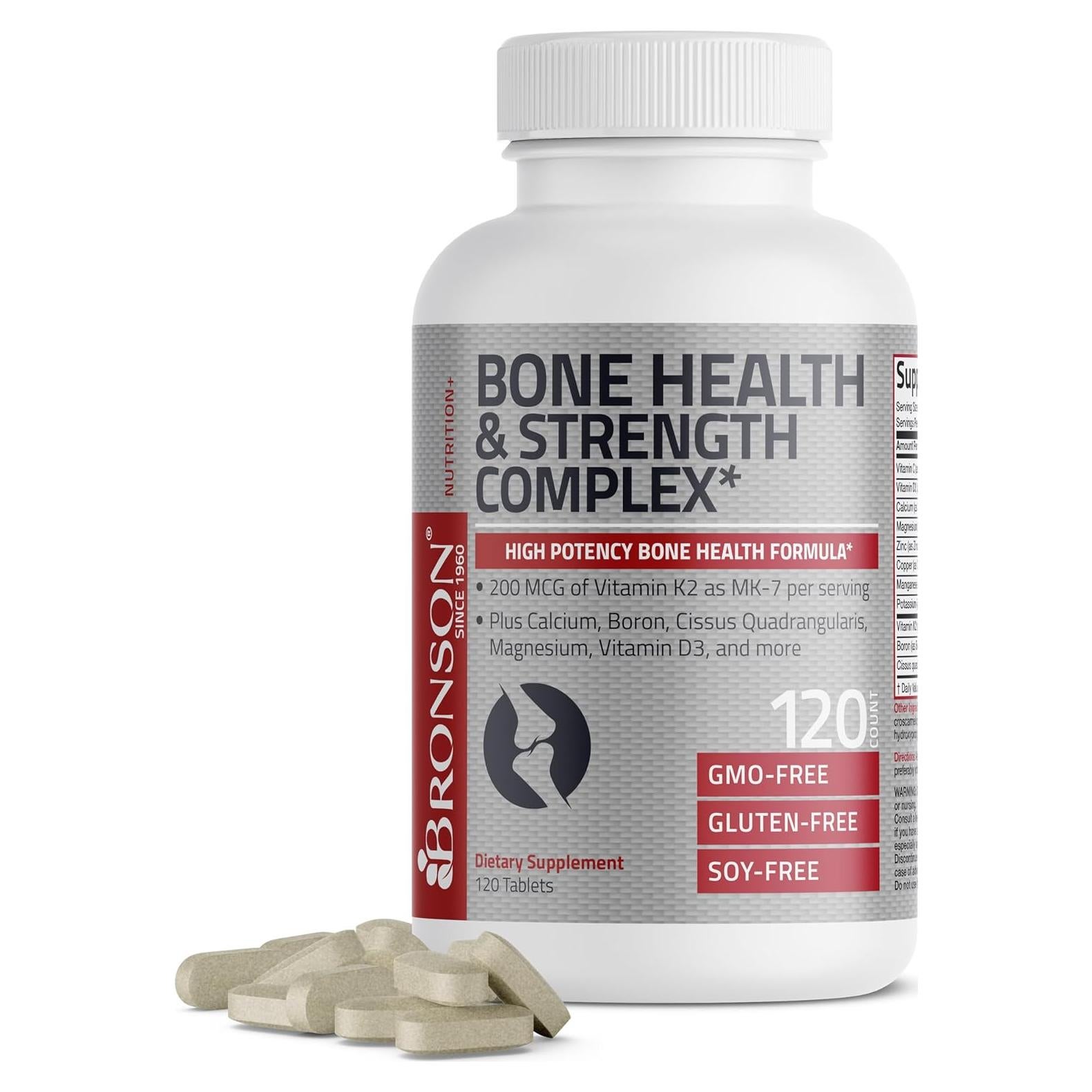 Suplemento Bronson de Vitamina K2 200 MCG + Calcio 120 Tabletas